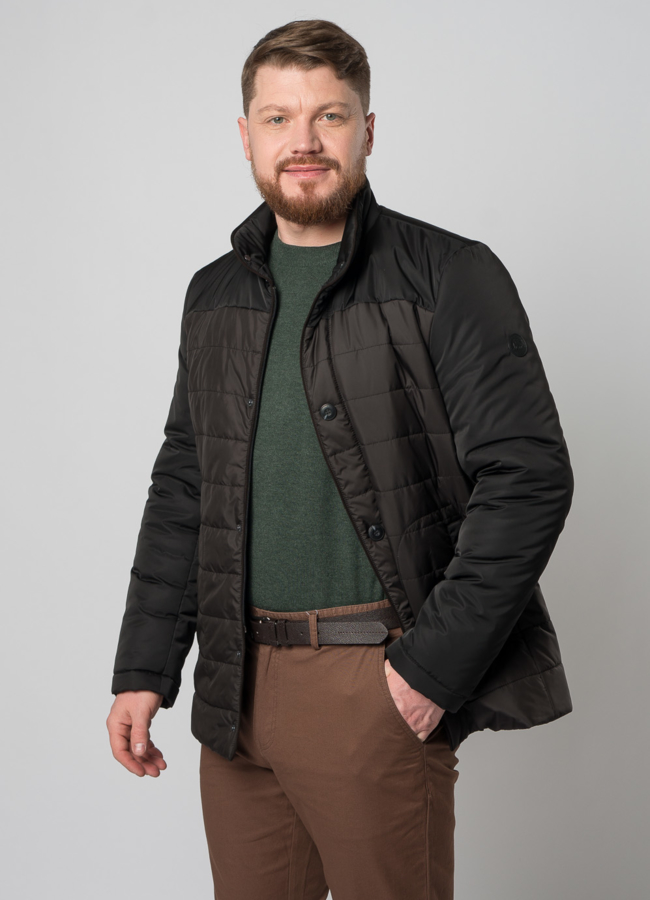 Мужская утепленная куртка черного цвета модель № H-330B универмаг малина