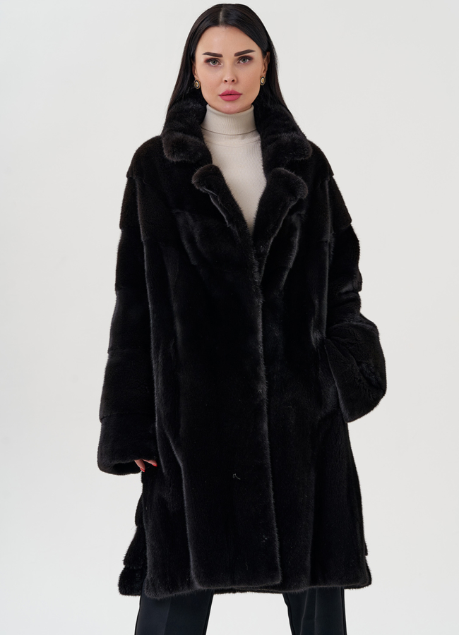 Шуба из греческой норки модель № S-646 меха малина