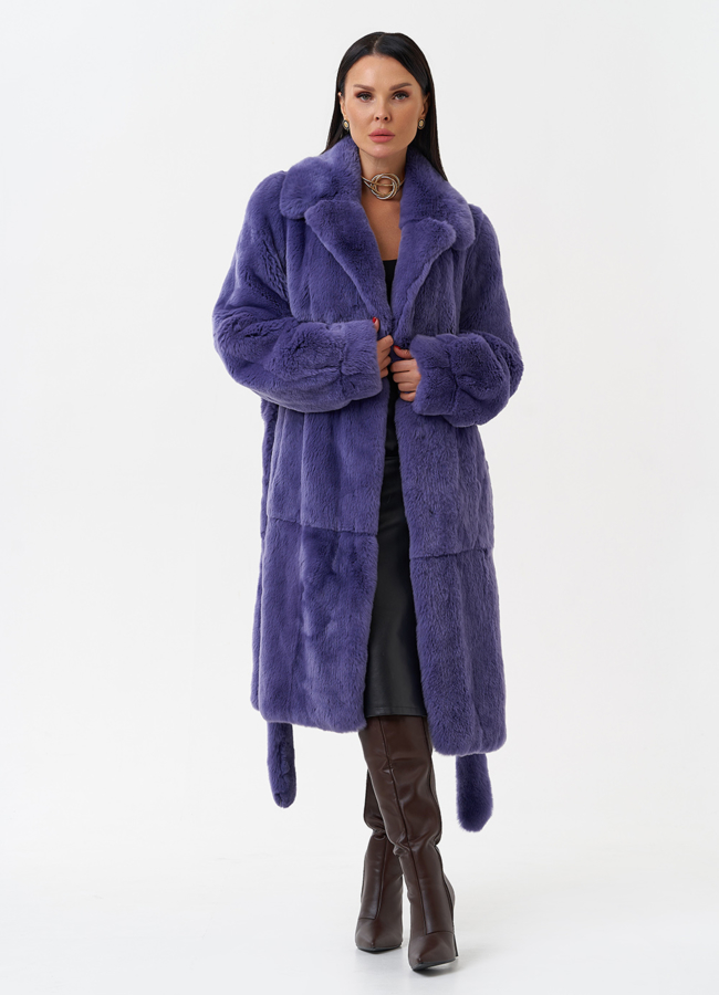 фото Шуба из меха кролика с английским воротником  модель № 28136