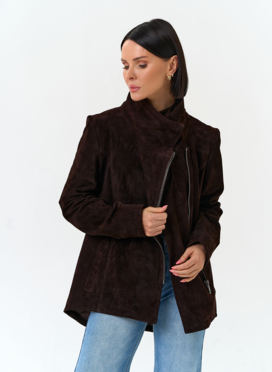 Женская куртка из натуральной замши с поясом