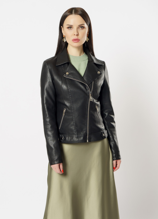 Куртка из эко кожи черного цвета модель № 20639 универмаг малина