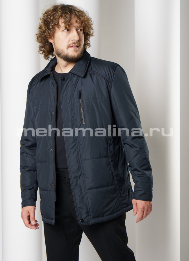 Утепленная куртка темно-синего цвета с отложным воротником модель № 1921 универмаг малина Утепленная куртка темно-синего цвета с отложным воротником модель № 1921 универмаг малина