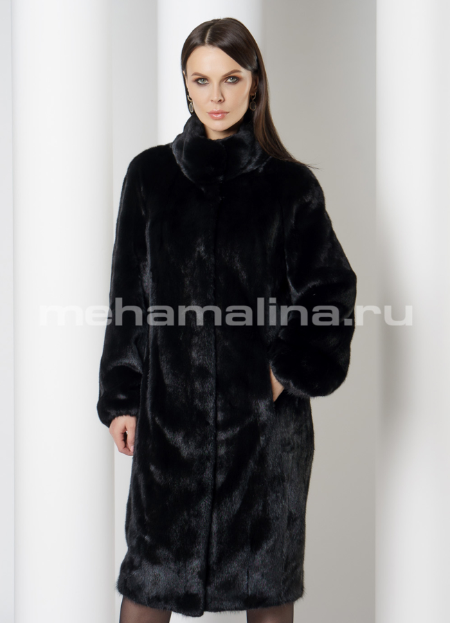 Норковая шуба баллон со стойкой  модель № 17320 меха малина