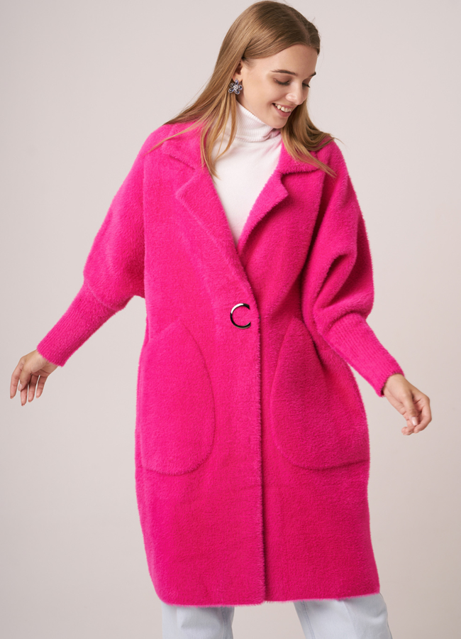 Кардиган на кнопках в цвете фуксия модель № 1863 в рассрочку