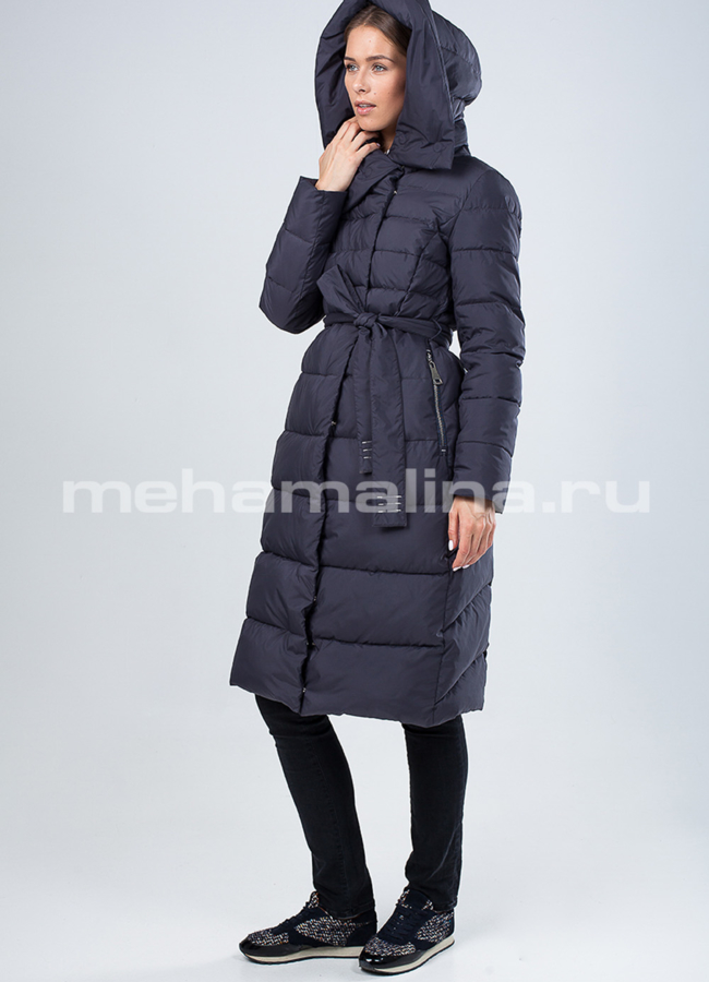 Пуховик женский на биопухе модель № П-273 меха малина