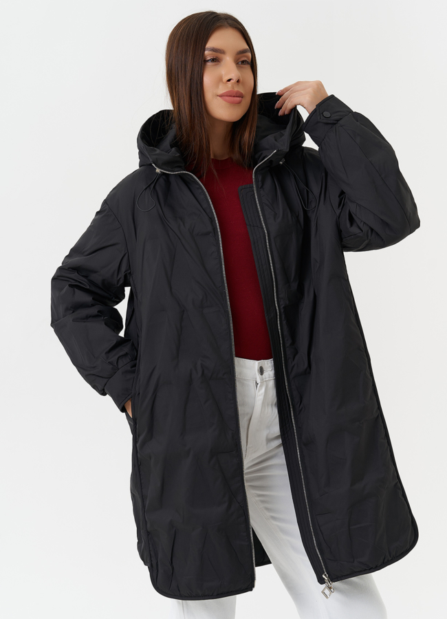 Демисезонное пальто с капюшоном модель № 27880 универмаг малина