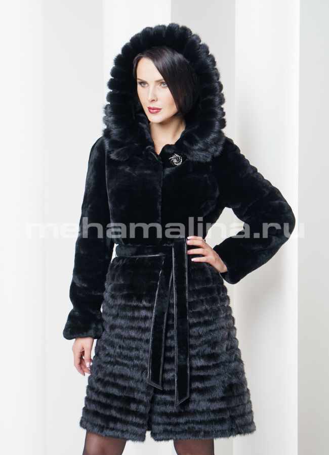 Шуба из мутона, цвет черный модель № S-300 в рассрочку