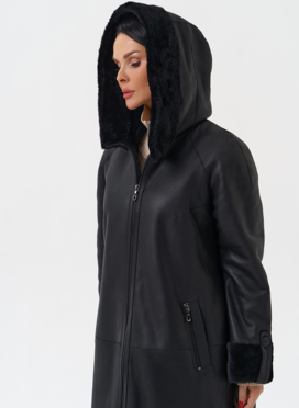 Натуральная дубленка с капюшоном