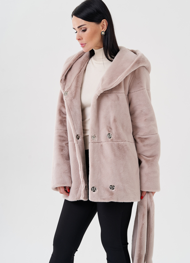 Женская куртка из искусственного меха с капюшоном модель № 23532 универмаг малина