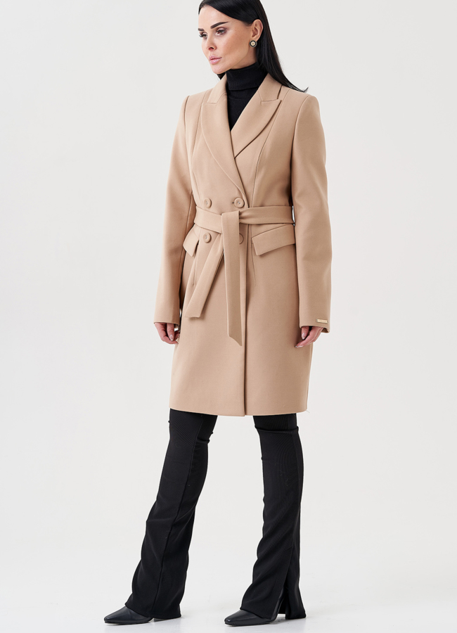 Женское пальто в бежевом цвете модель № 23967 универмаг малина