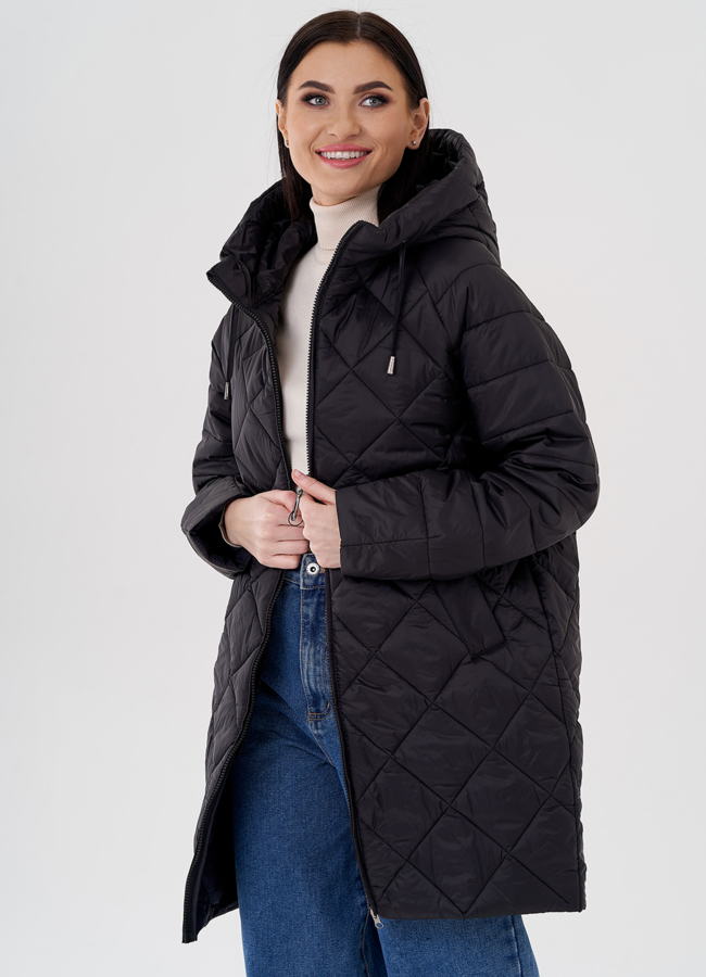 Женское полупальто с капюшоном  модель № 24336 универмаг малина