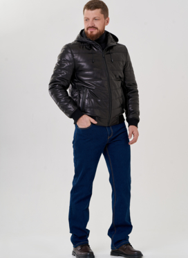 Куртка бомбер черного цвета с капюшоном 
