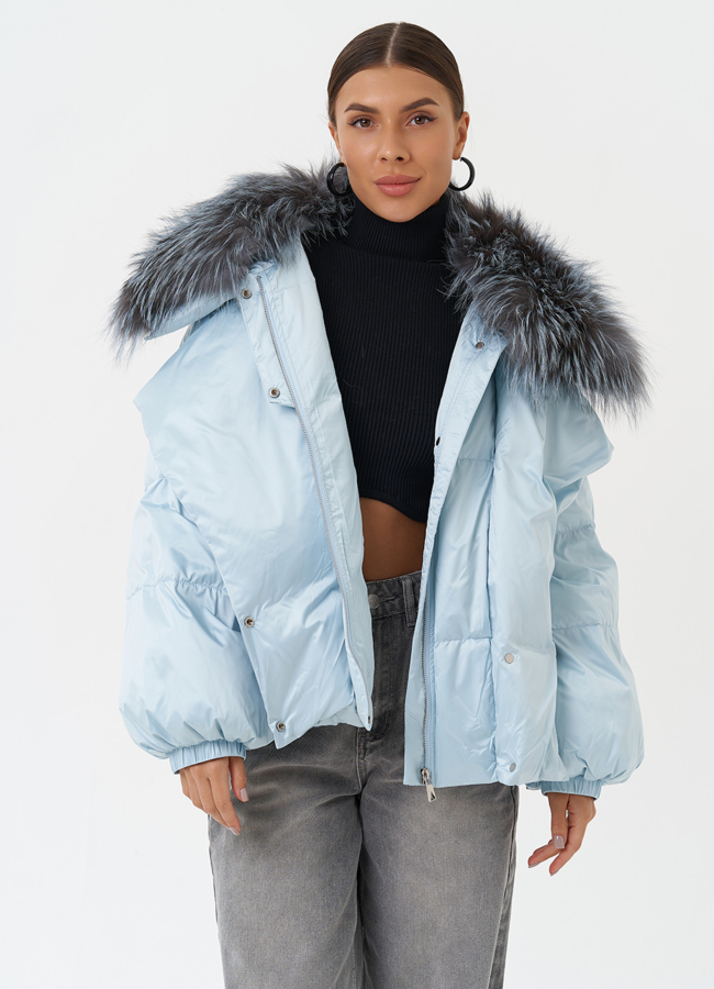 Куртка с мехом енота модель № 28831 универмаг малина