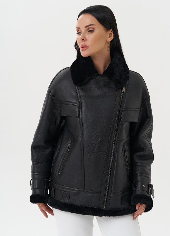 Женская натуральная дубленка модель № 28427 универмаг малина