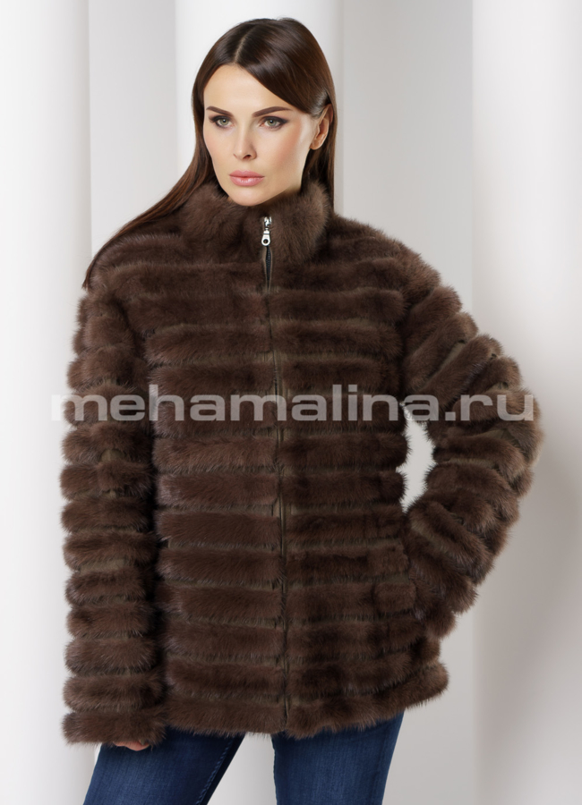Жакет  модель № M-167 меха малина