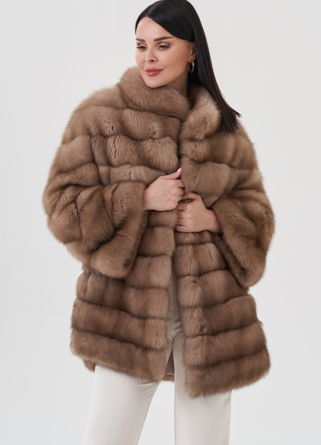 Шуба из куницы с воротником стойка модель № 23814 универмаг малина