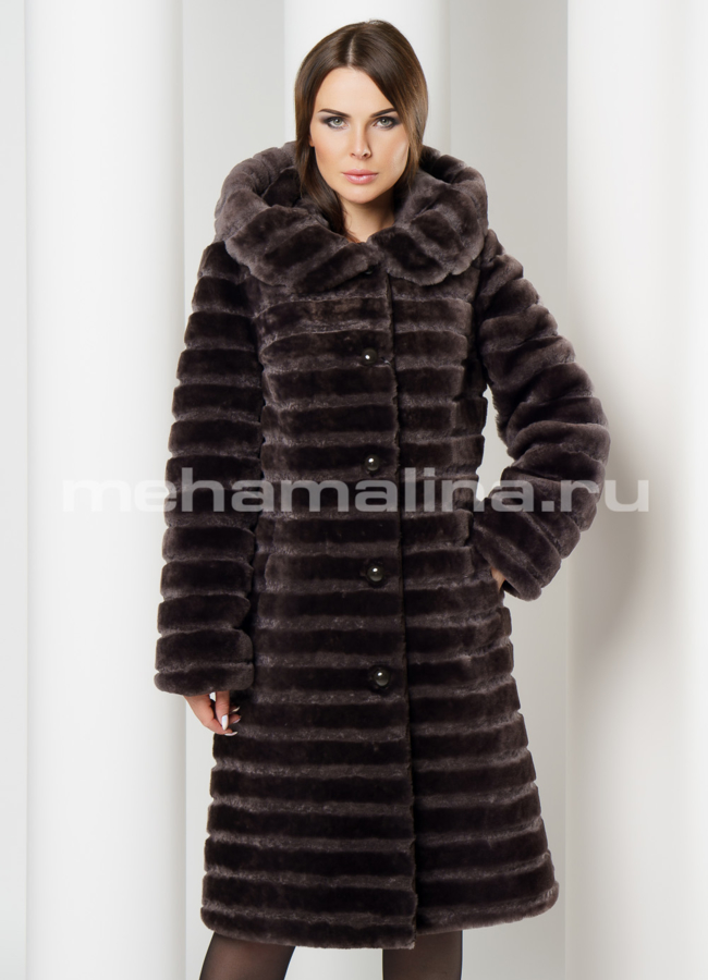 Шуба модель № S-615 меха малина