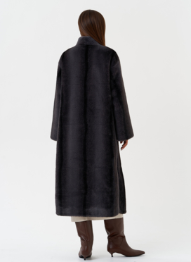 Длинное пальто из эко меха с принтом деграде Длинное пальто из эко меха с принтом деграде