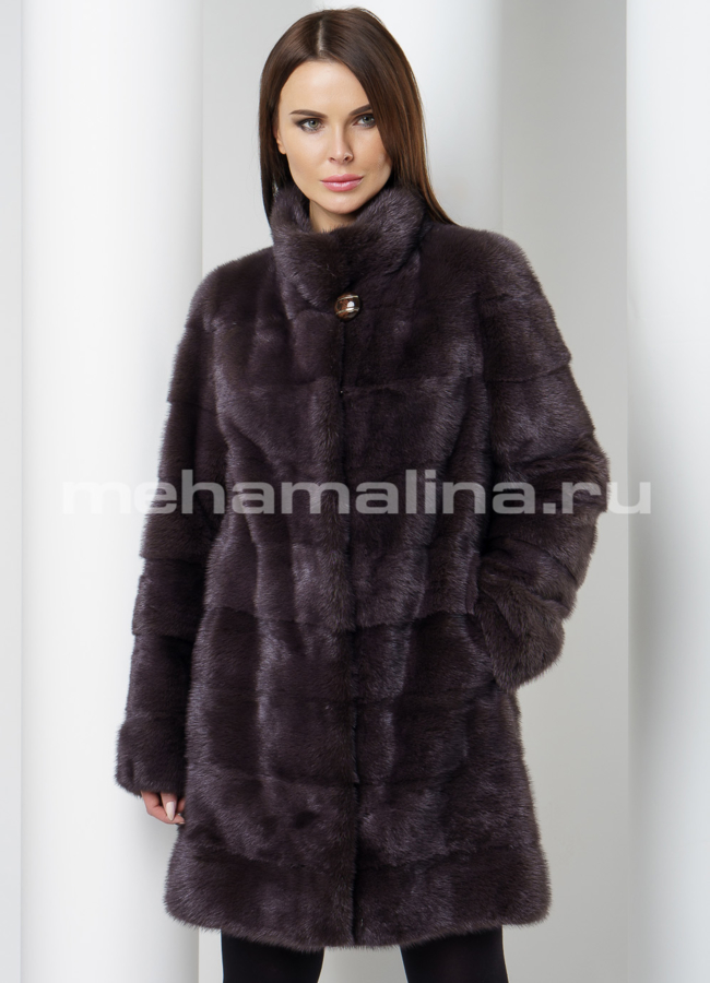 Норковая шуба модель № S-562 меха малина