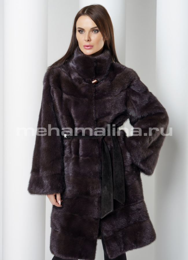 Норковая шуба цвет шоколад модель № S-560 универмаг малина