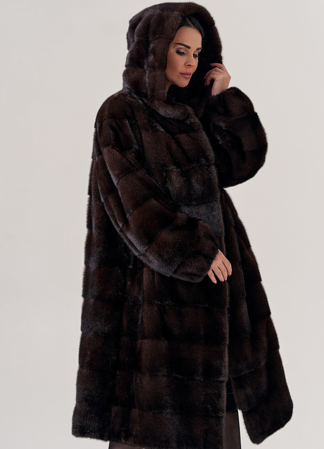 Длинная шуба из скандинавской норки модель № 67353 универмаг малина