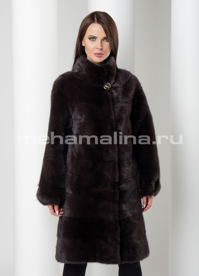Шуба из норки модель № S-538 меха малина