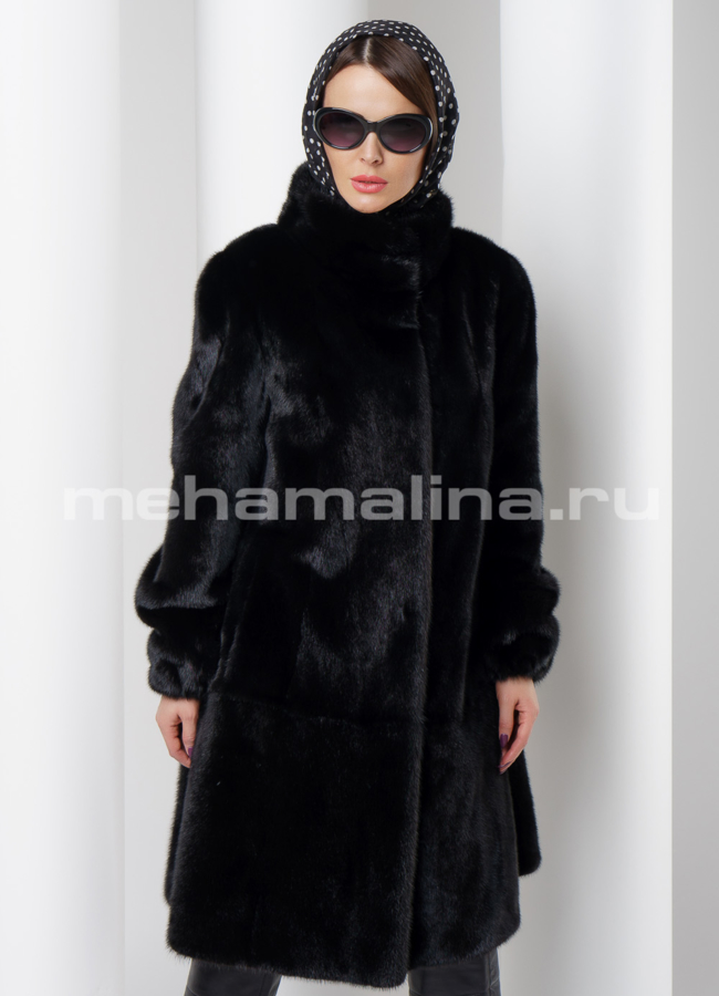 Шуба из скандинавской норки в цвете графит модель № S-519 универмаг малина