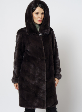 Норковая шуба с капюшоном