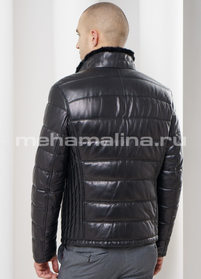 Кожаный пуховик модель № ПМ-58 в кредит