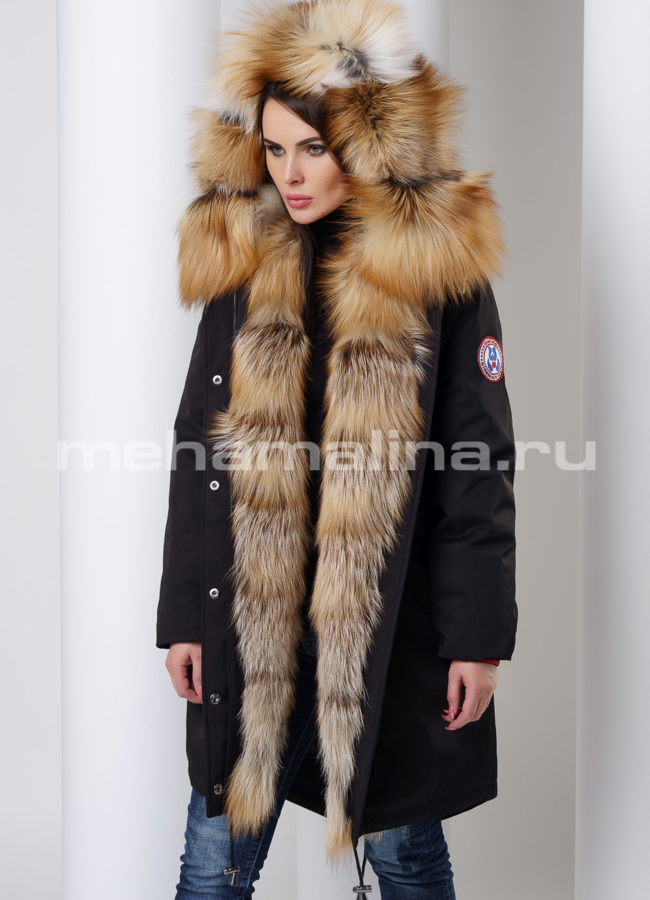 Парка с мехом лисы модель № П-160 универмаг малина
