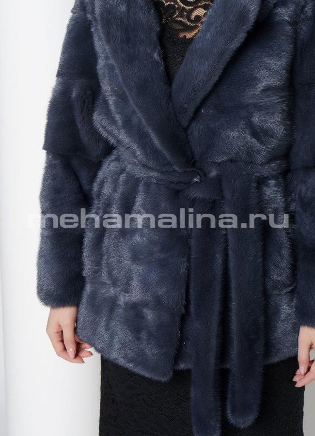 Укороченная норковая шуба в цвете графит модель № S-758 в рассрочку