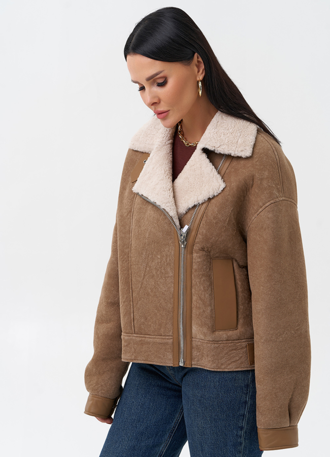 Женская натуральная дубленка модель № 29071 универмаг малина