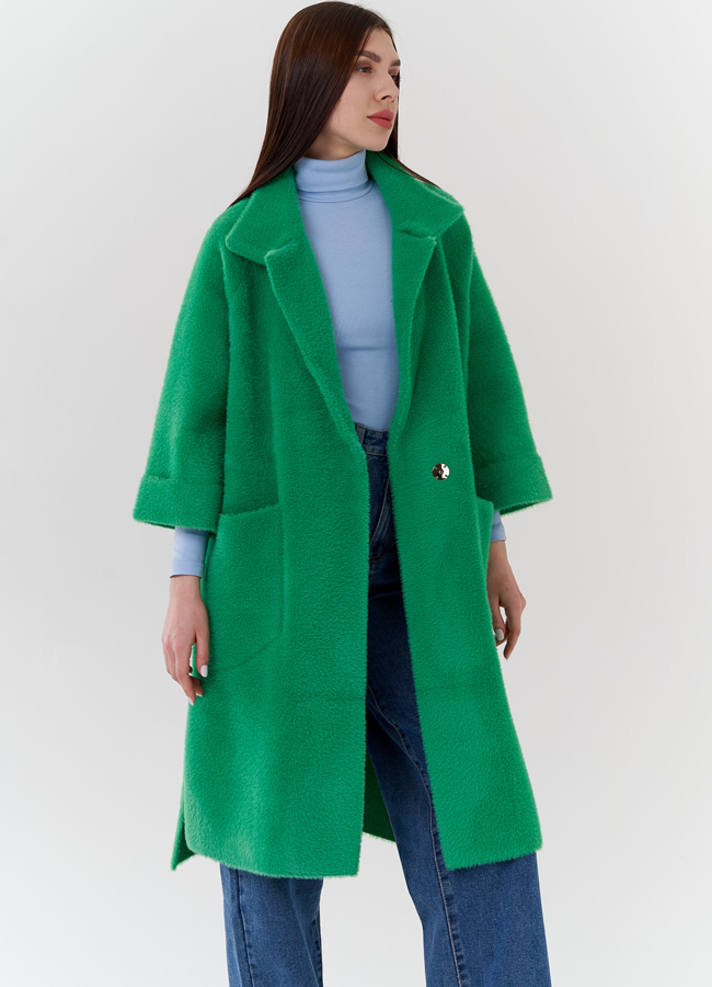 Кардиган свободного кроя зеленого цвета  модель № 10999 универмаг малина