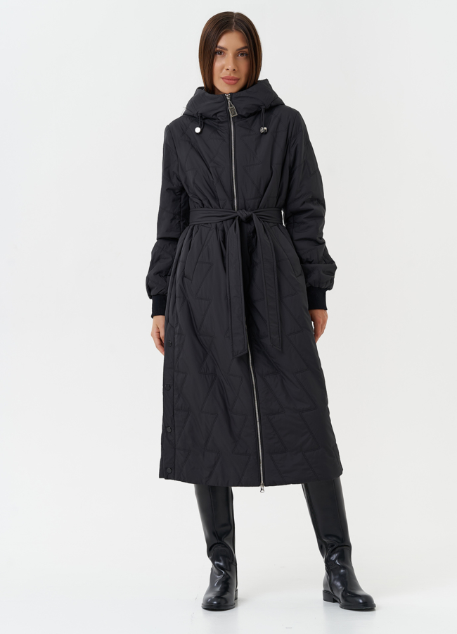 Женское утепленное пальто с капюшоном модель № 27879 в кредит