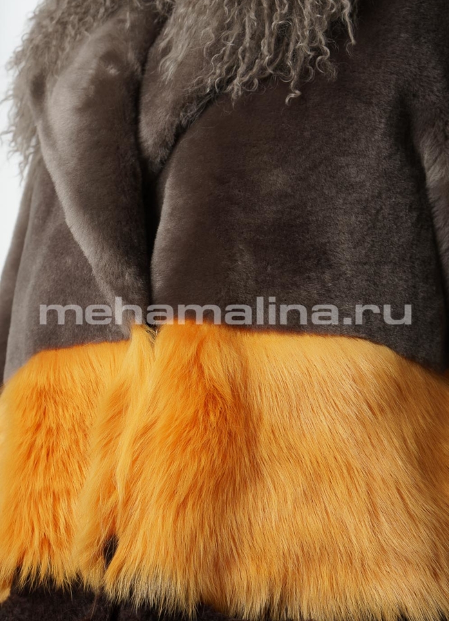 Женская дубленка на кнопках с английским воротником модель № 3213 в рассрочку