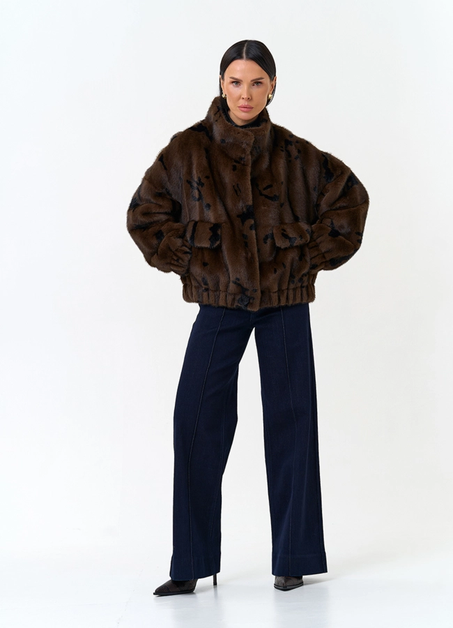 Женская куртка бомбер из эко меха модель № 34276 в рассрочку фото