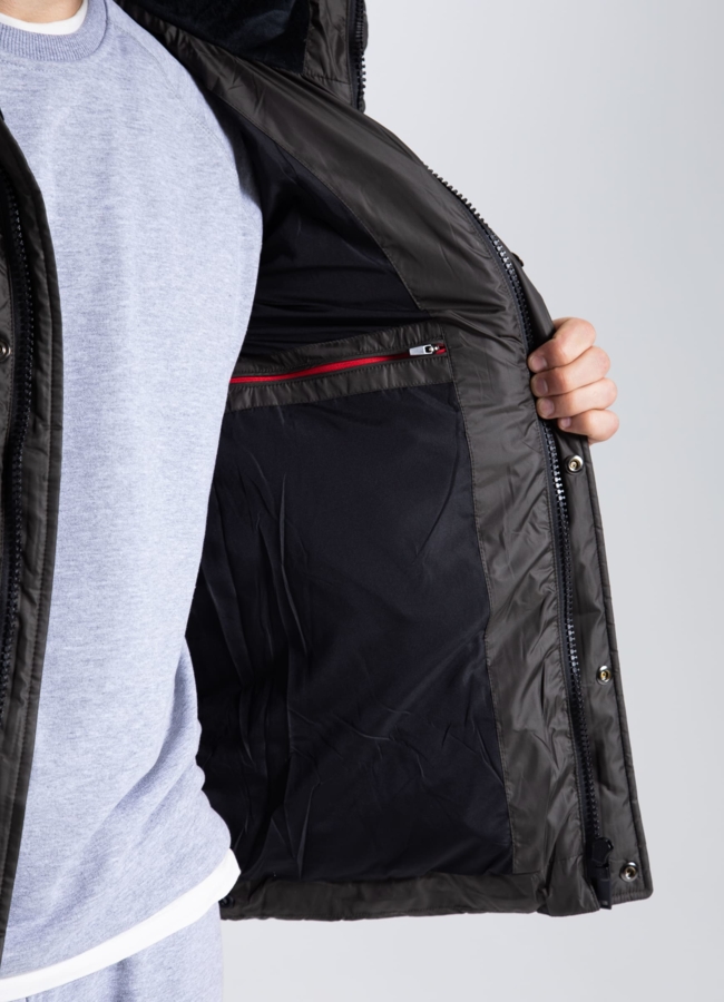 Мужской пуховик с капюшоном  модель № 25595 универмаг малина