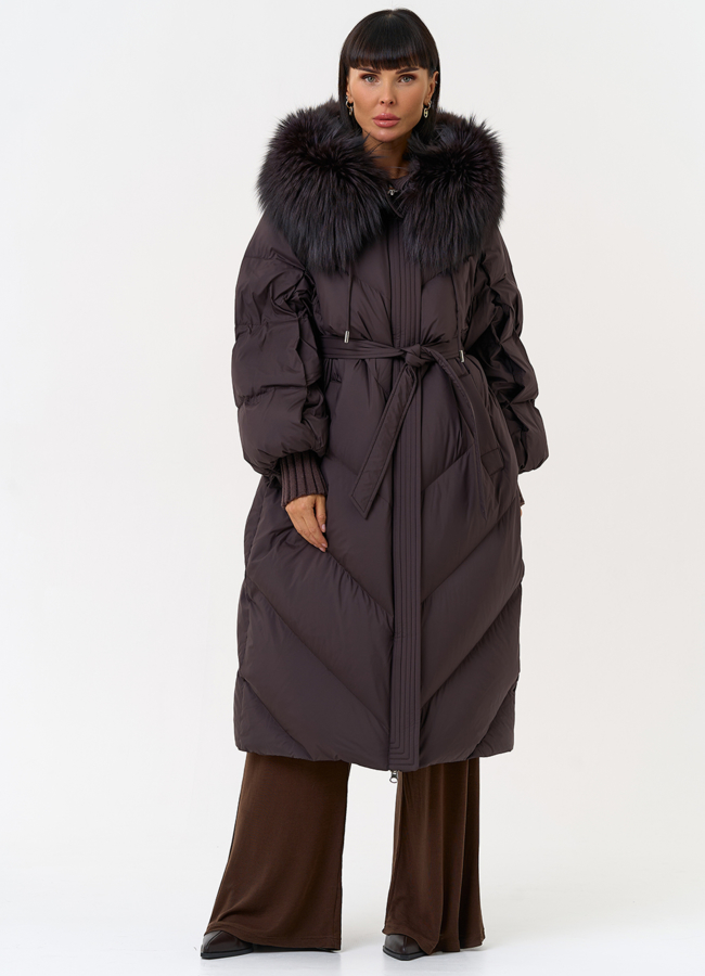 Женский пуховик с капюшоном из меха чернобурки модель № 31538 в кредит Женский пуховик с капюшоном из меха чернобурки модель № 31538 в кредит