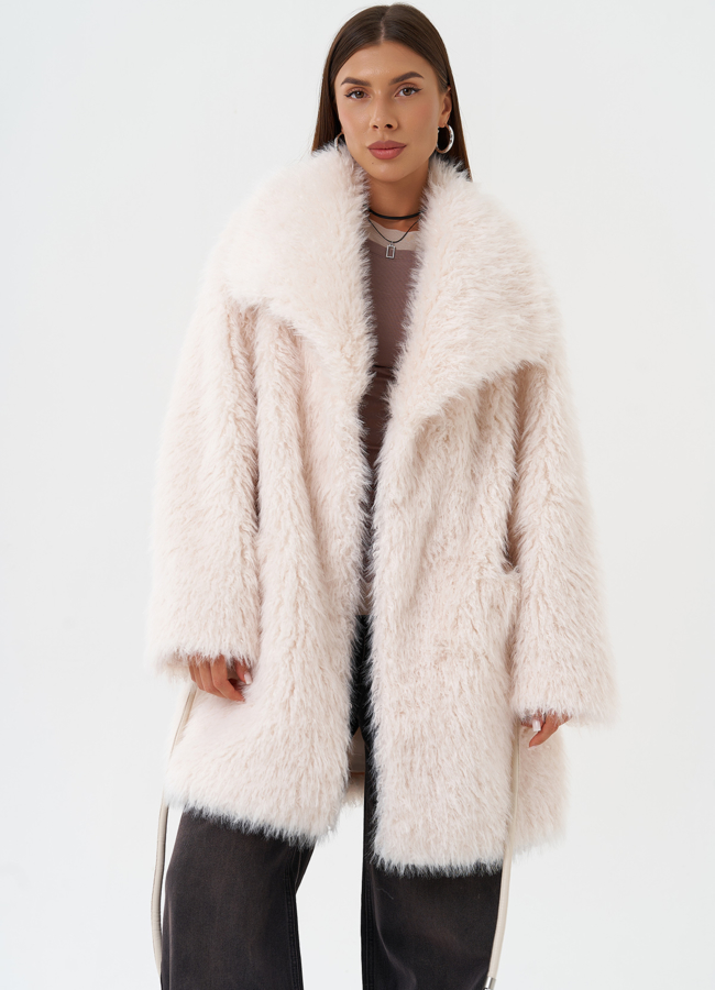 Шуба из эко меха под овчину модель № 28550 универмаг малина