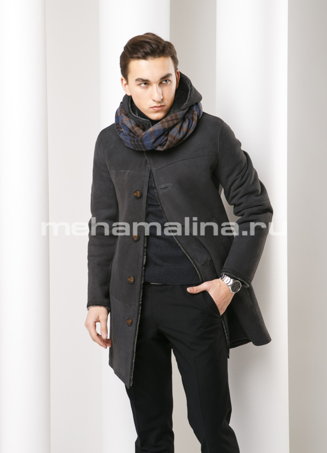 Дубленка удлиненная модель № DM-111 меха малина