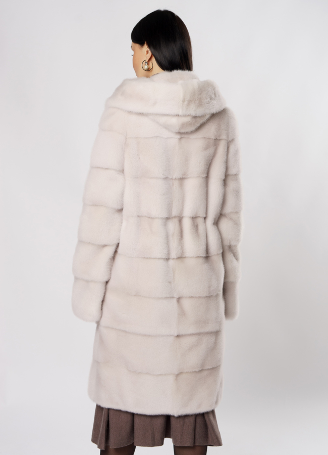 Светлая норковая шуба трансформер модель № S-861 в кредит