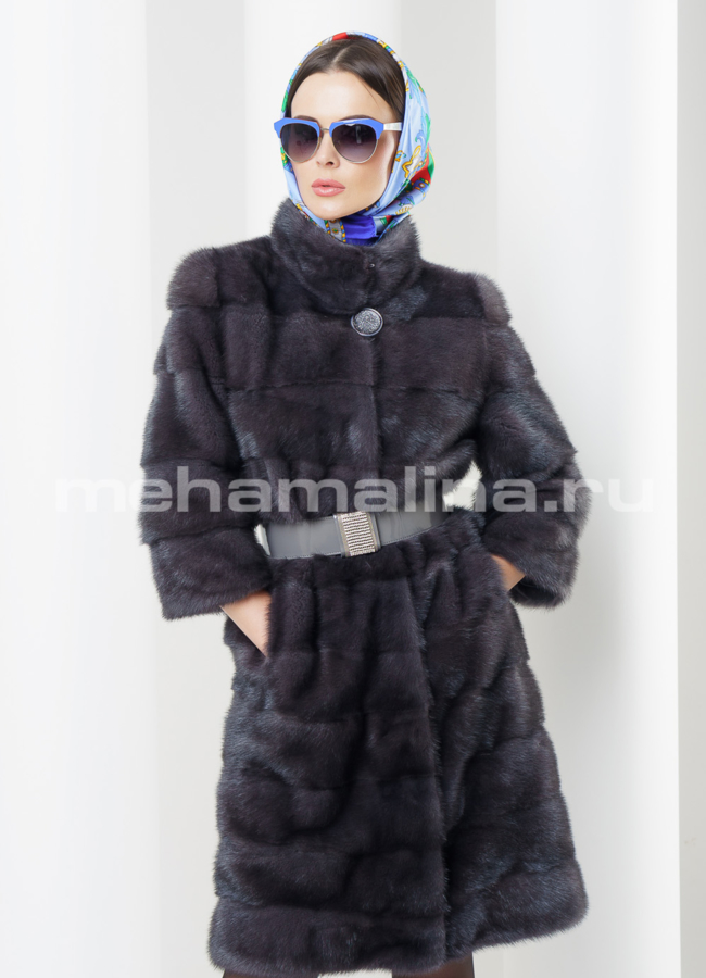 Шуба из норки, цвет графит модель № S-436 универмаг малина