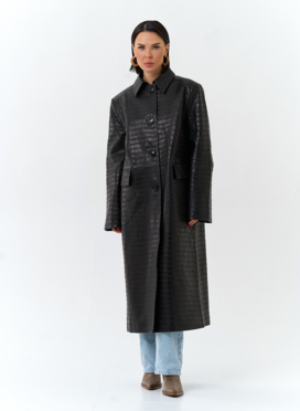 Женский плащ из натуральной кожи 