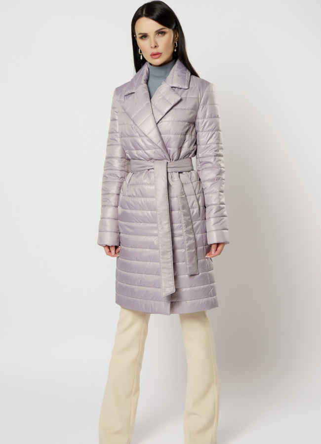 Женское утепленное пальто фиолетового цвета модель № 20738 в кредит