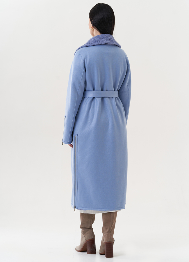 Дубленка из эко замши с английским воротником модель № 26728 универмаг малина