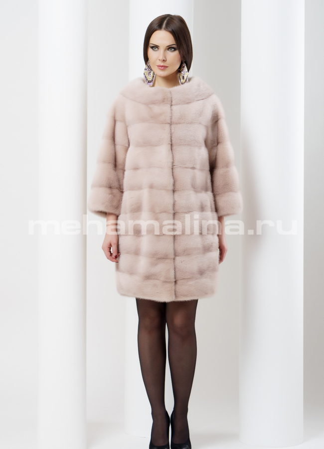 Светлая норковая шуба модель № S-484 в рассрочку