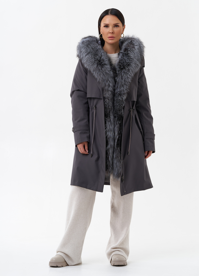 фото Парка женская с отделкой из меха чернобурки модель № 29188
