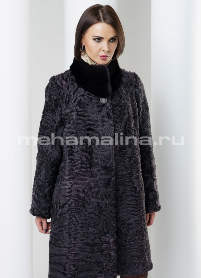 Шуба, каракуль модель № S-473 меха малина