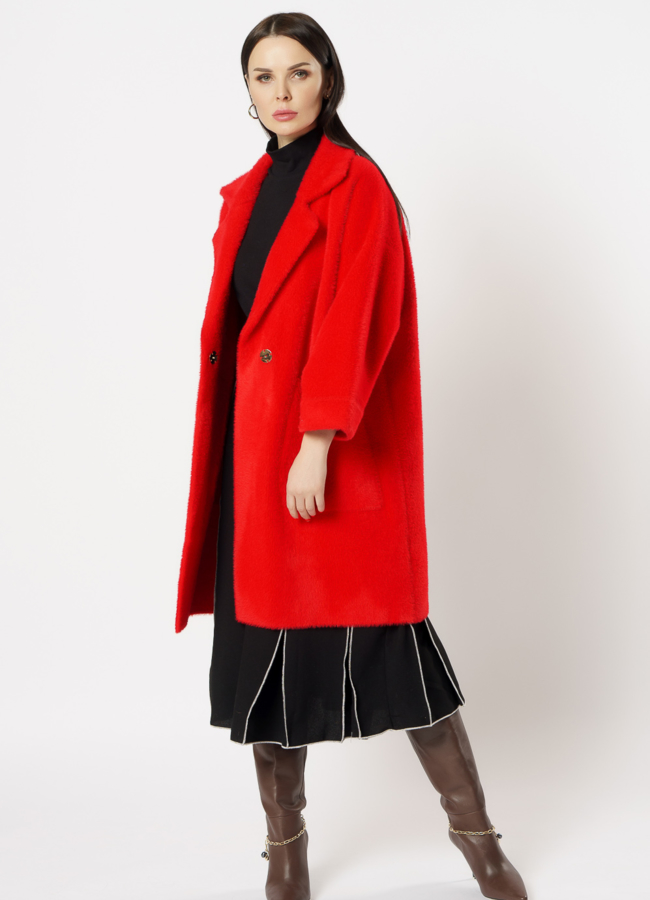 Красное пальто модель № 1116 универмаг малина