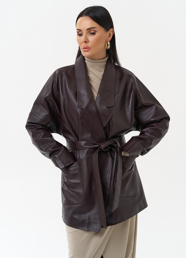 Куртка из натуральной кожи бордового цвета модель № 30046 в рассрочку Куртка из натуральной кожи бордового цвета модель № 30046 в рассрочку